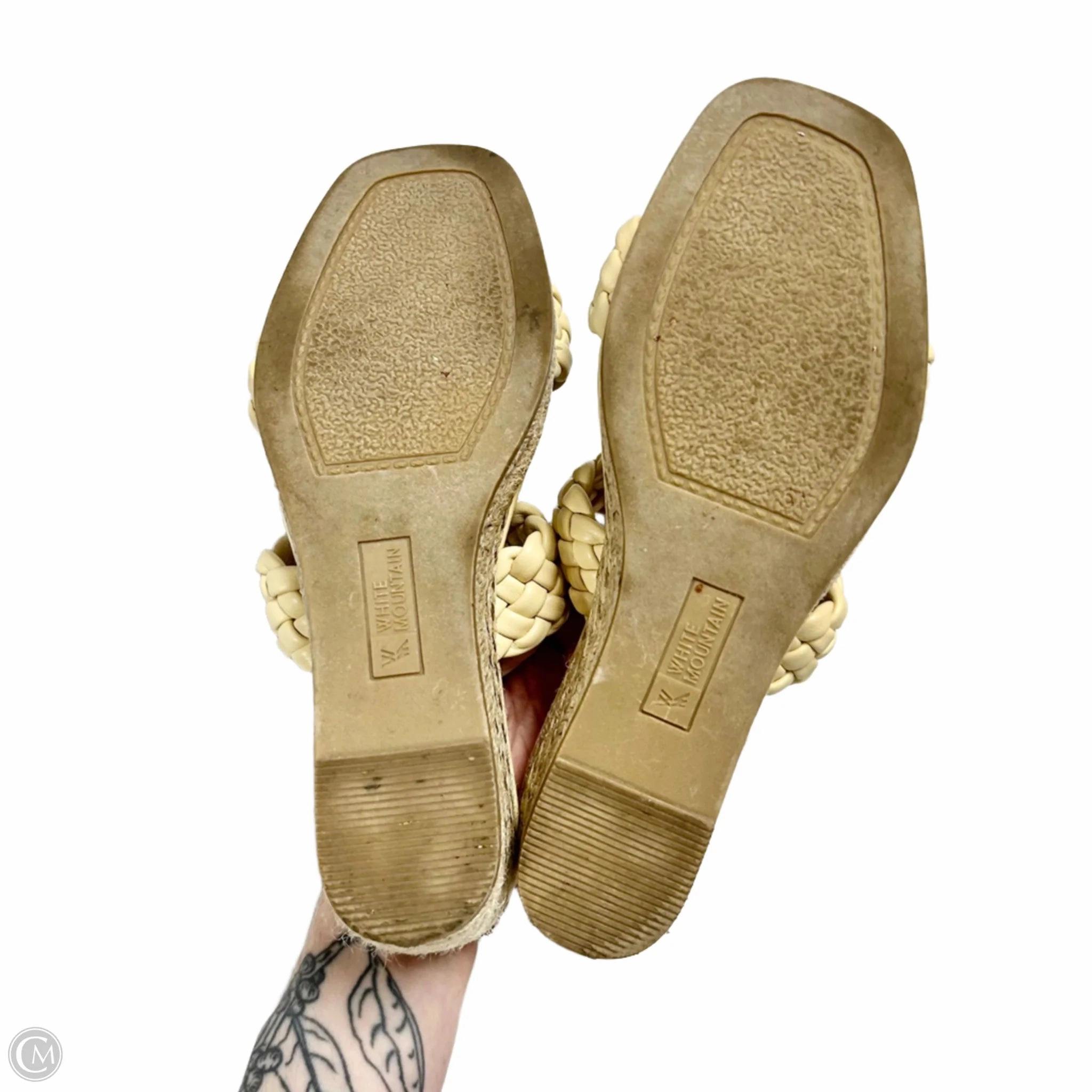 Sandals Heels Block By White Mountain In Cream, Size: 6.5