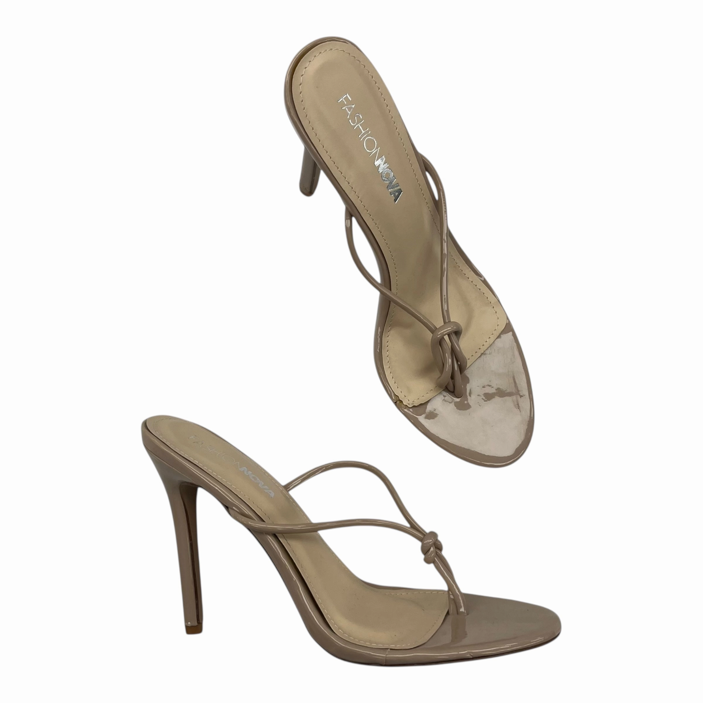 Sandals Heels Stiletto By Fashion Nova In Tan, Size:8