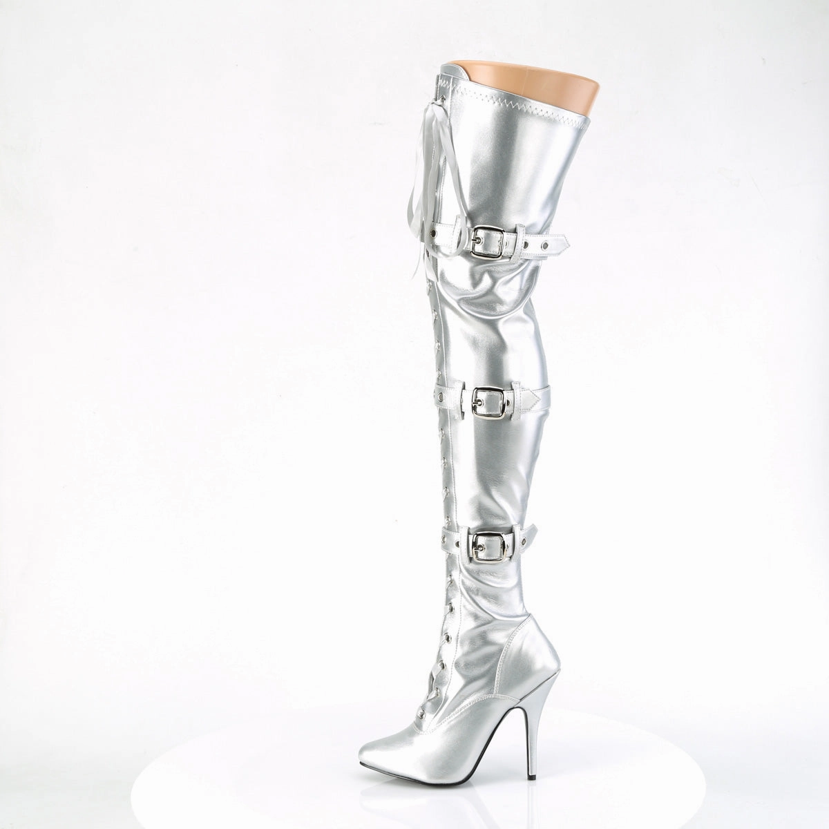 SEDUCE-3028  Silver Stretch Metallic Pu