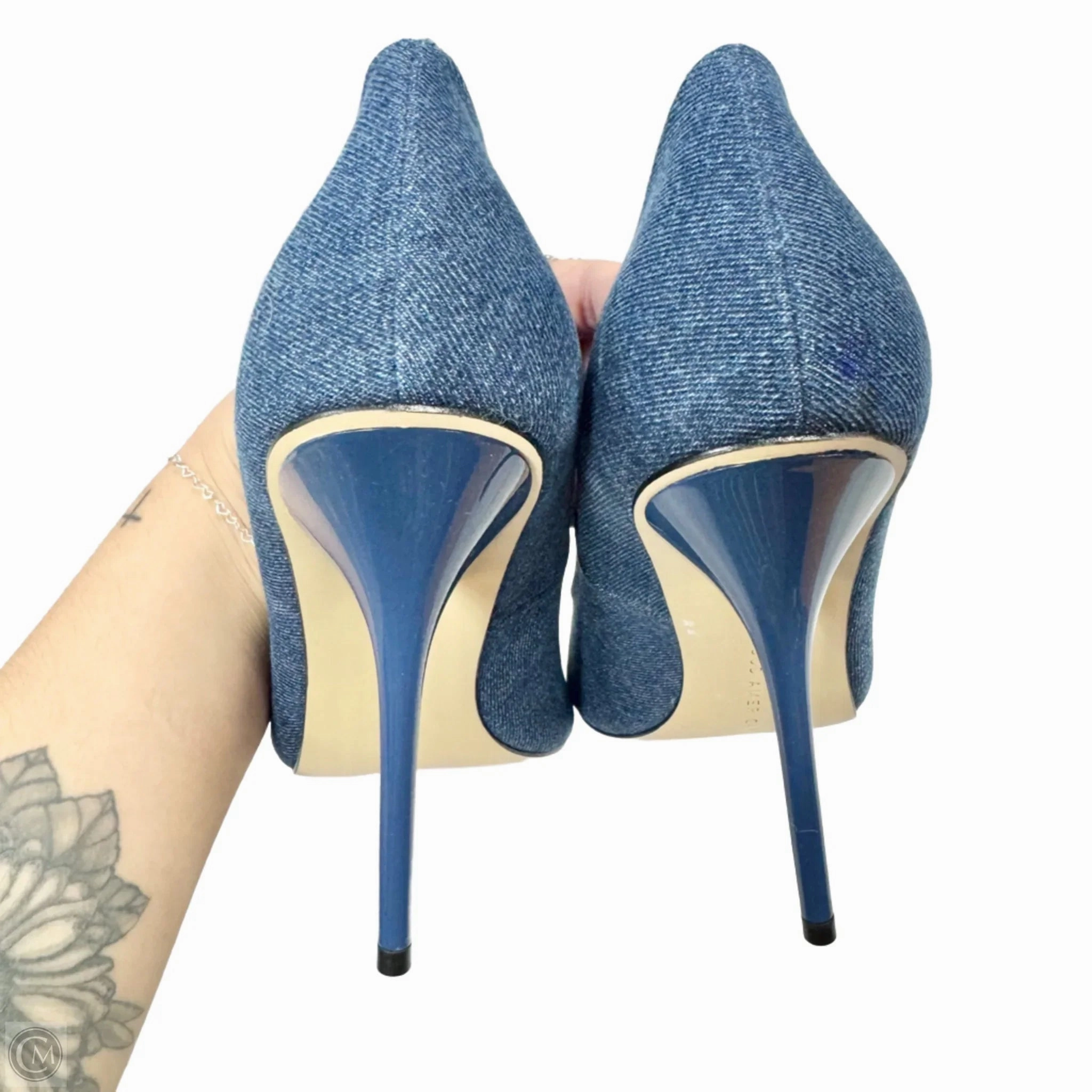 Shoes Heels Stiletto By Good American In Blue Denim, Size: 10.5
