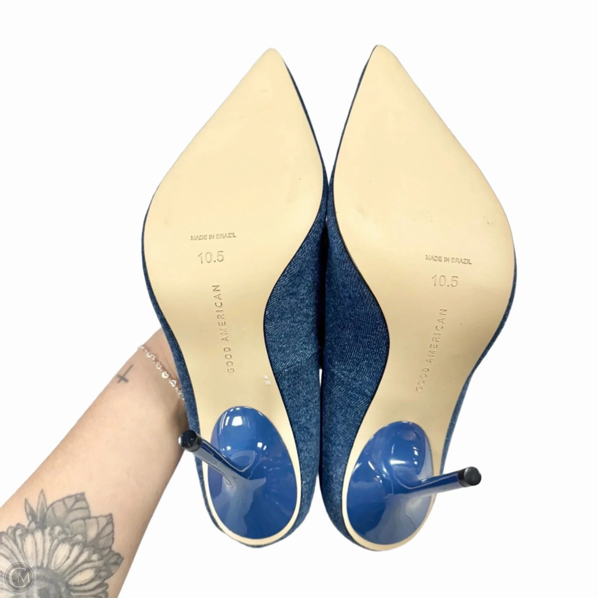 Shoes Heels Stiletto By Good American In Blue Denim, Size: 10.5