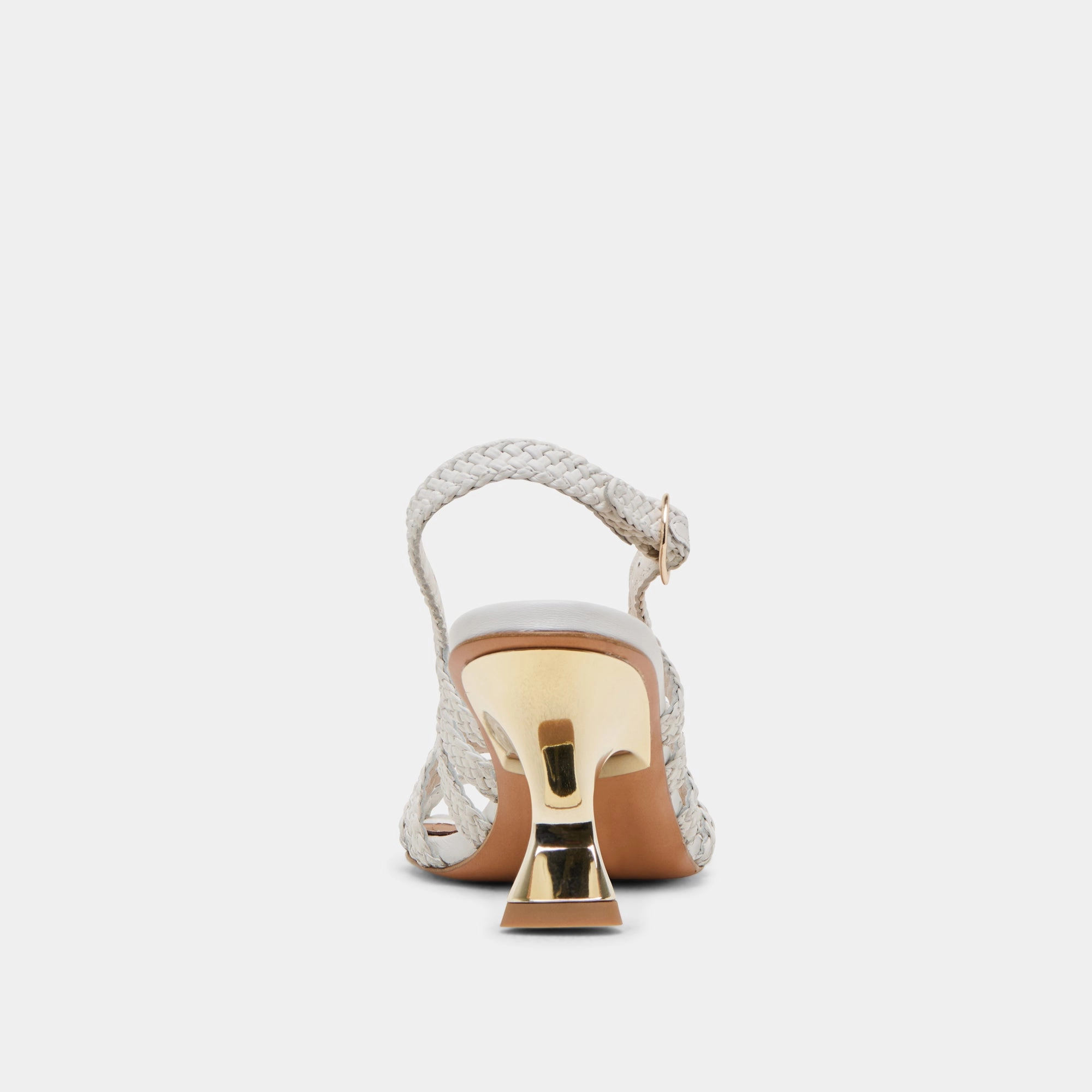 SICILY HEELS WHITE WOVEN LEATHER