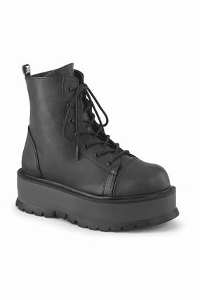 SLACKER-55 Black Vegan Leather Ankle Boot