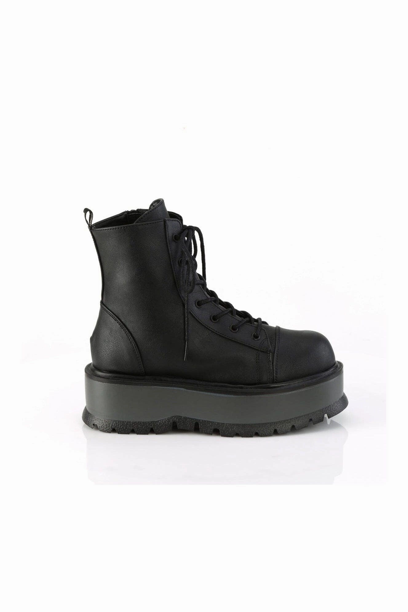 SLACKER-55 Black Vegan Leather Ankle Boot