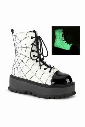 SLACKER-88 Ankle Boot | White Faux Leather