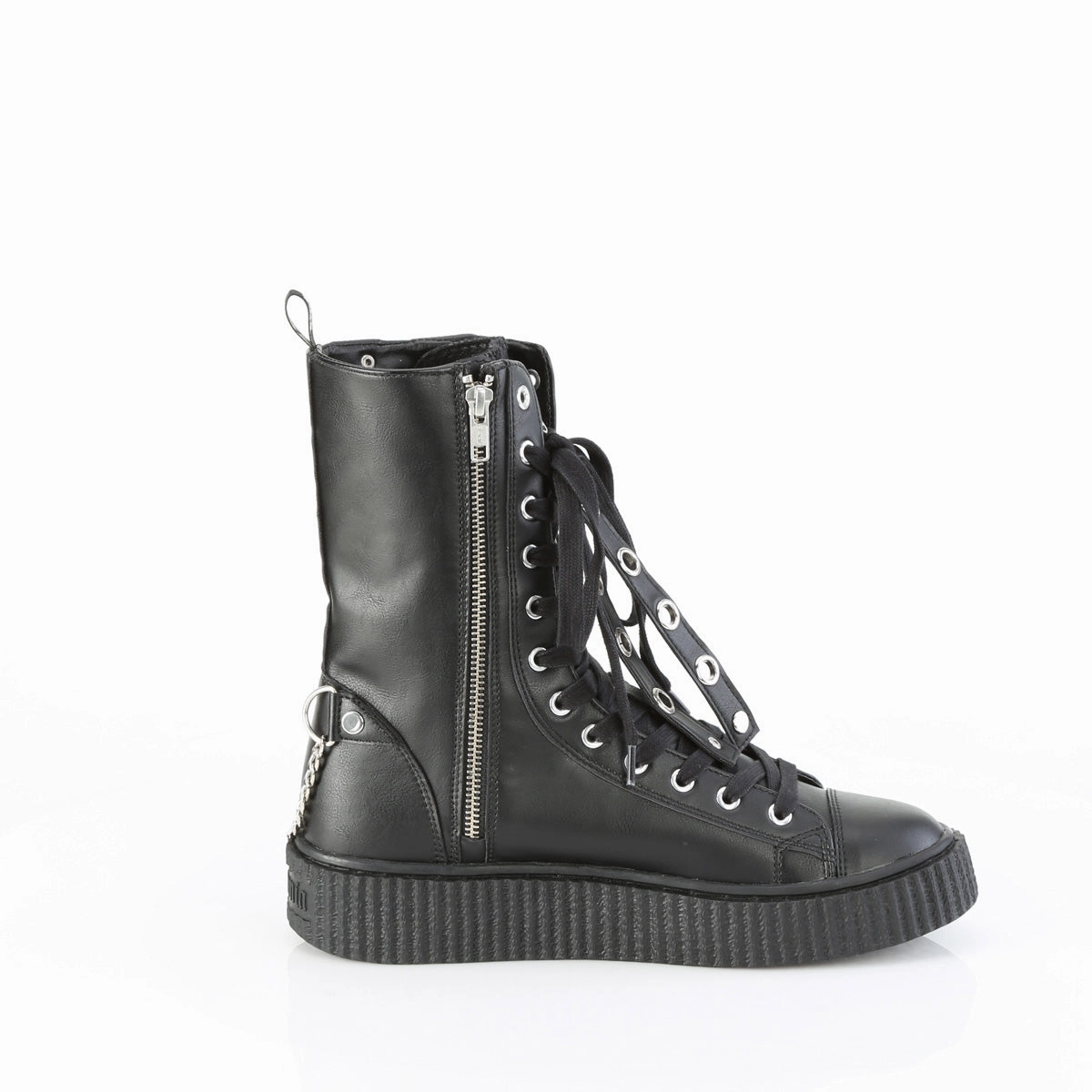 SNEEKER-325  Black Vegan Leather-Fishnet
