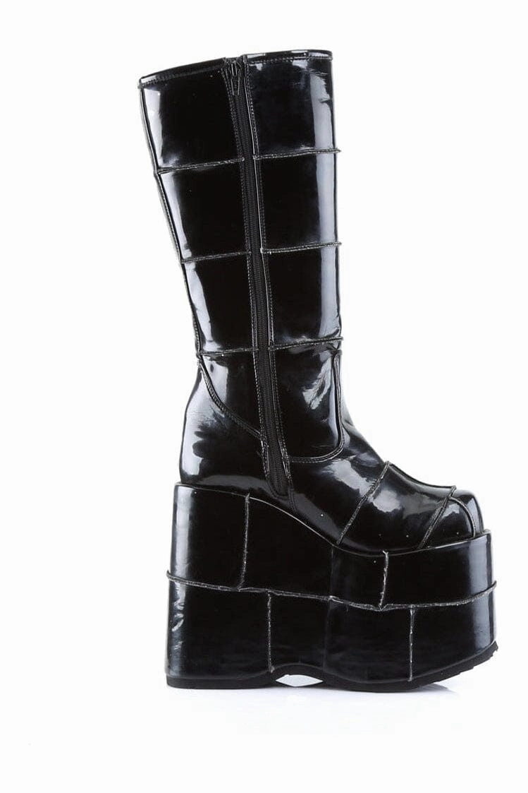 STACK-301 Black Patent Knee Boot