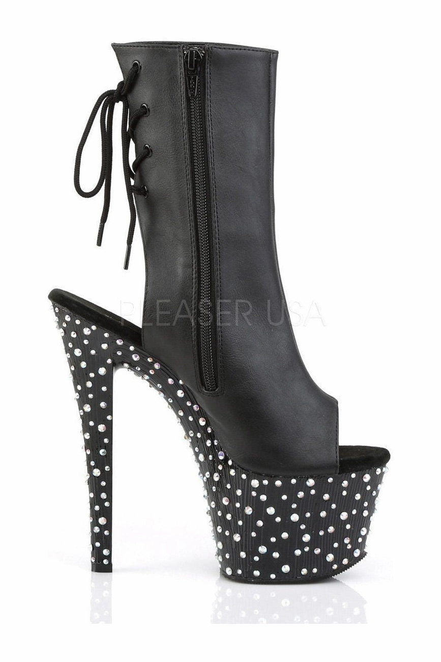STARDANCE-1018-7 Platform Boot  | Black Faux Leather