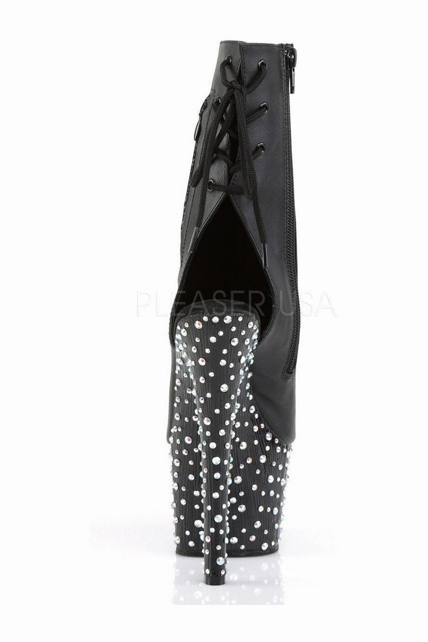 STARDANCE-1018-7 Platform Boot  | Black Faux Leather