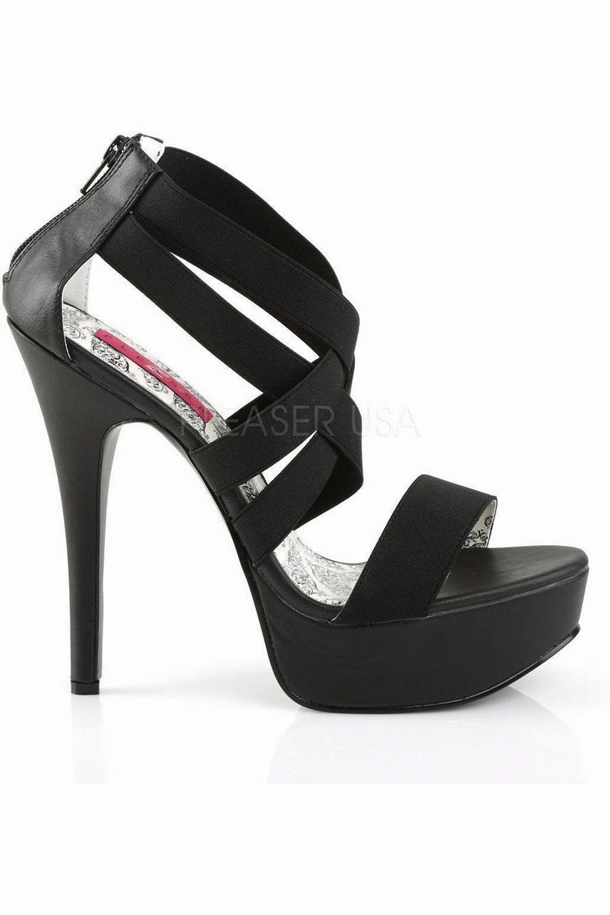 TEEZE-47W Platform Sandal | Black elastic