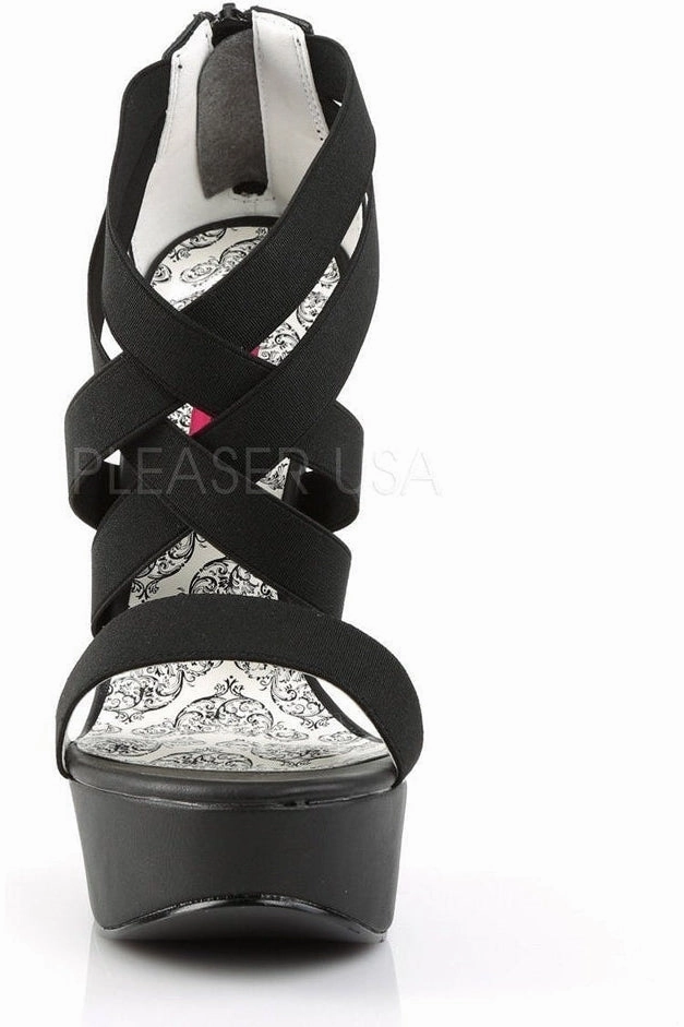 TEEZE-47W Platform Sandal | Black elastic