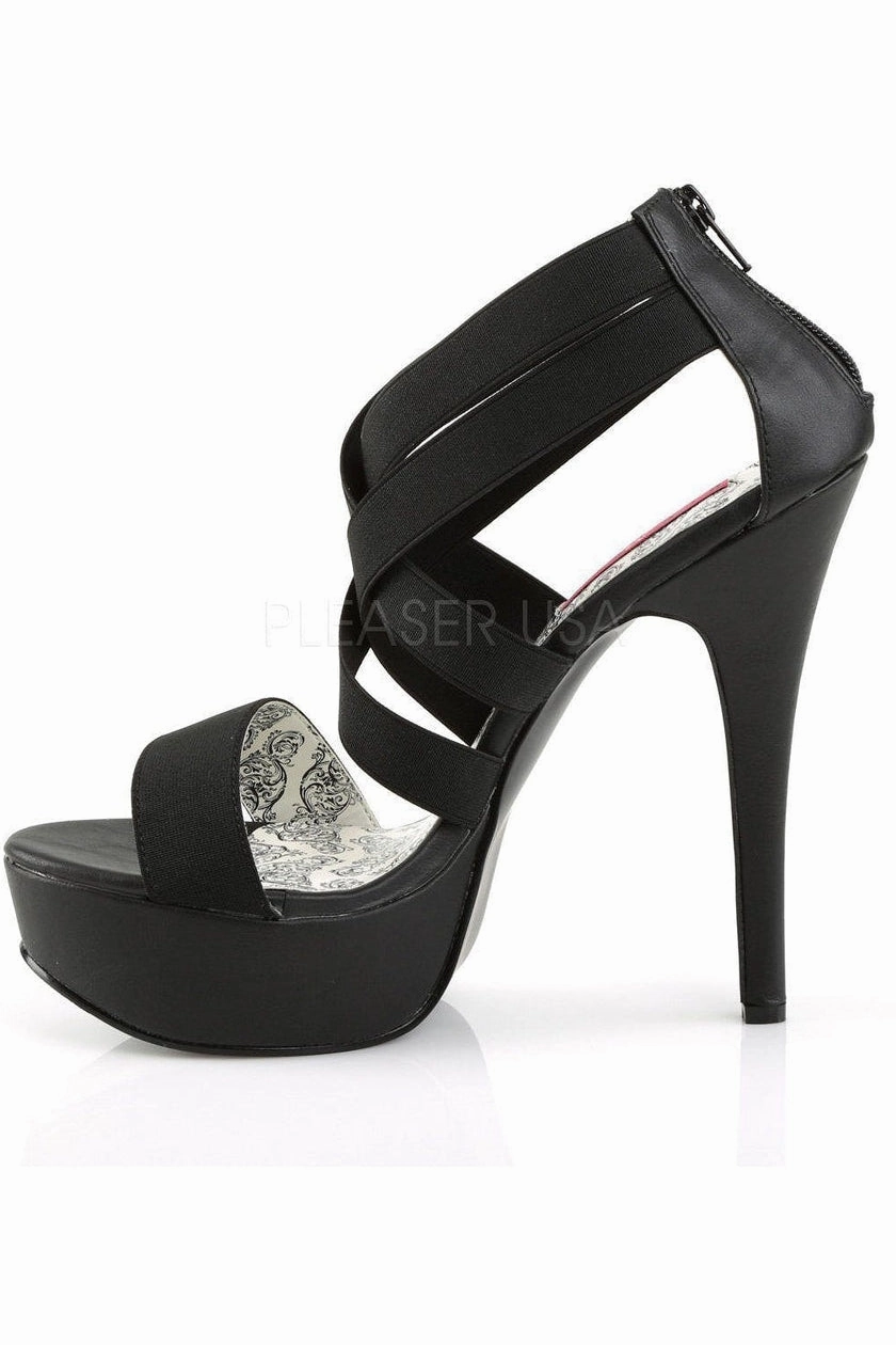 TEEZE-47W Platform Sandal | Black elastic