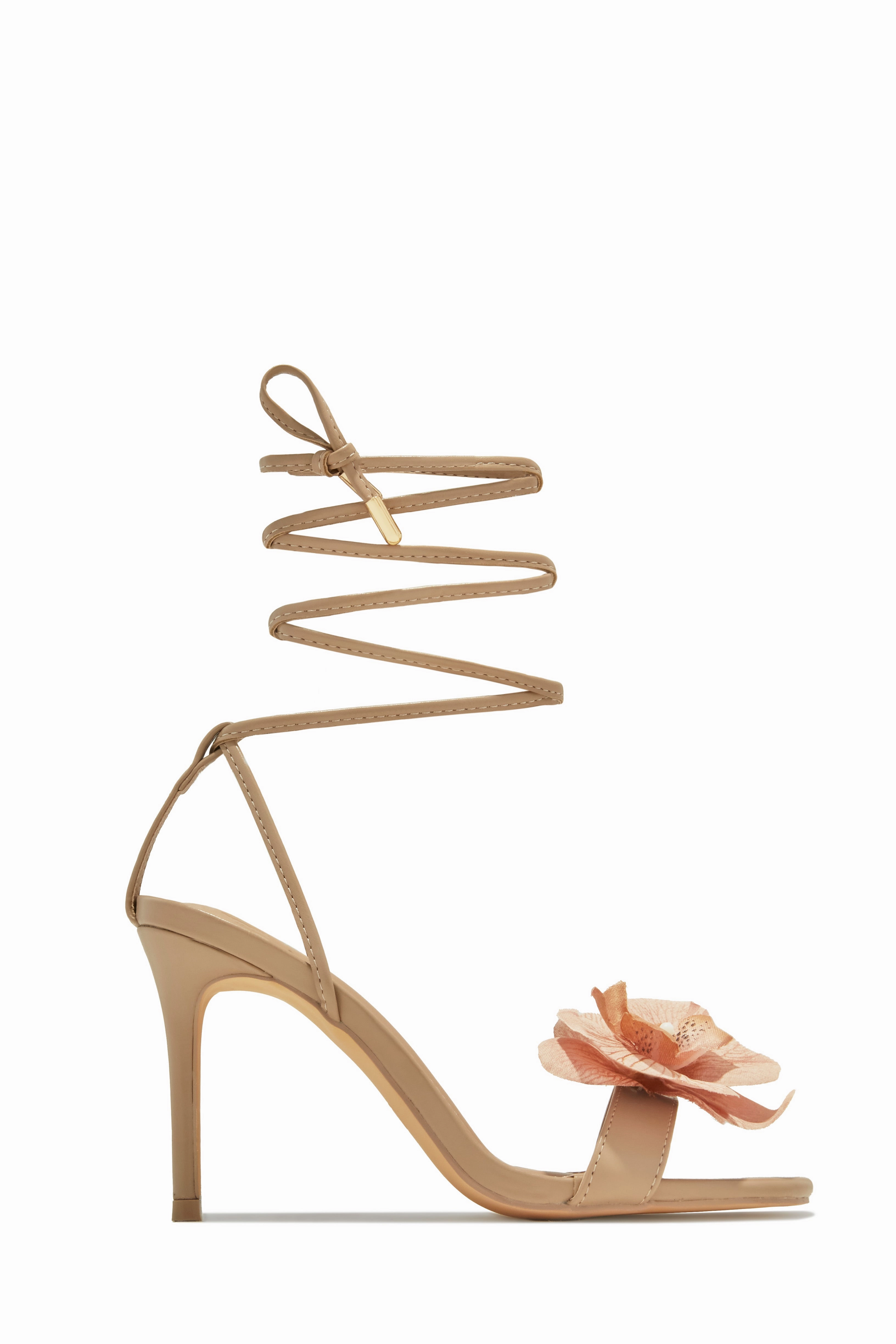 Vacay Getaway Lace Up Single Sole Heels - Nude