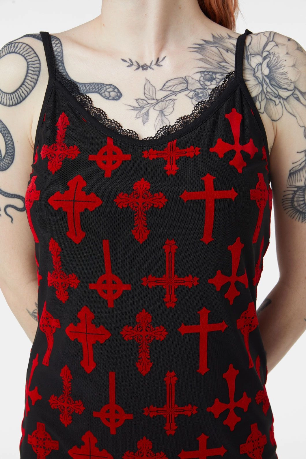 Vowed Flocked Mesh Dress