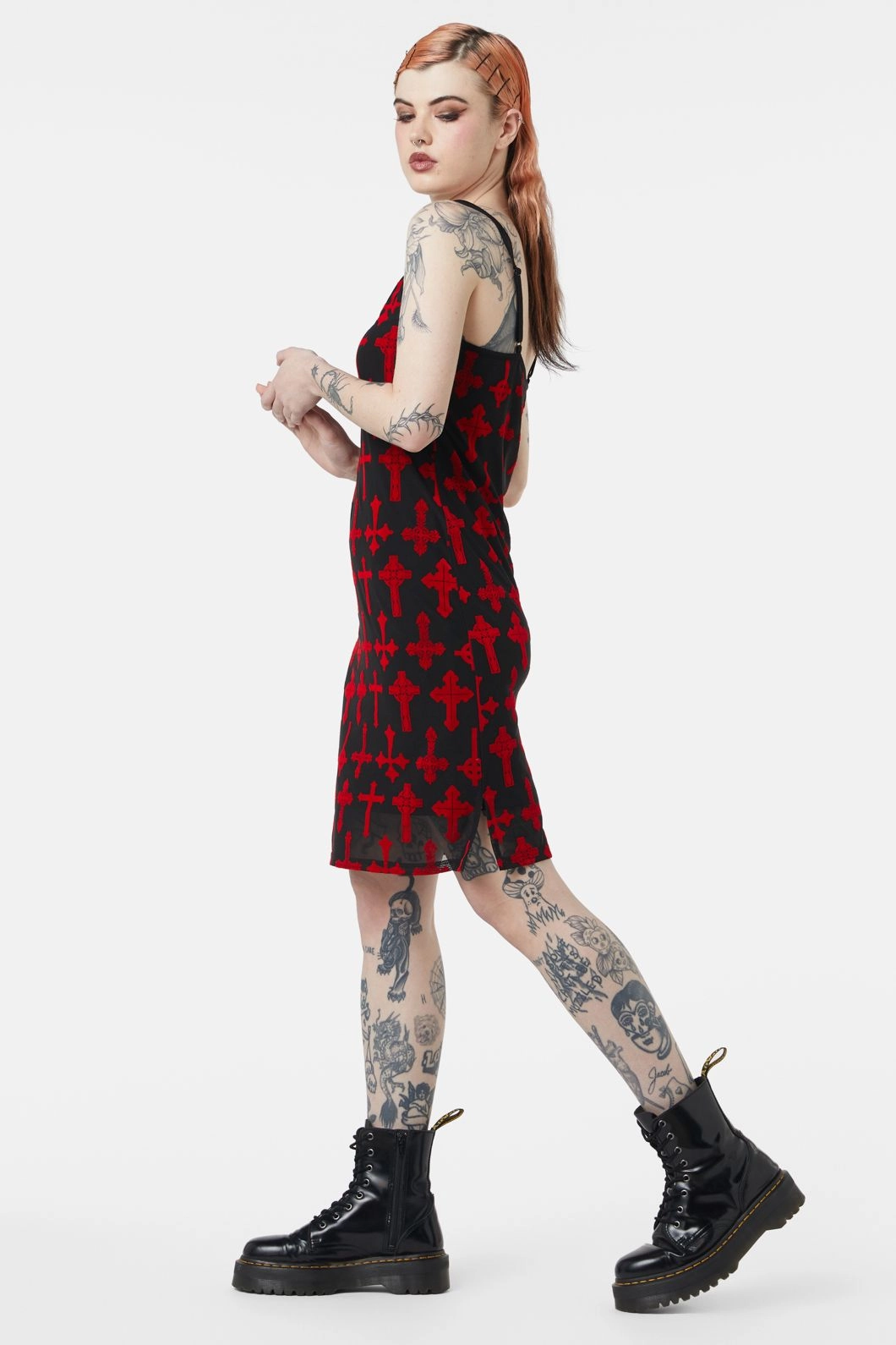 Vowed Flocked Mesh Dress