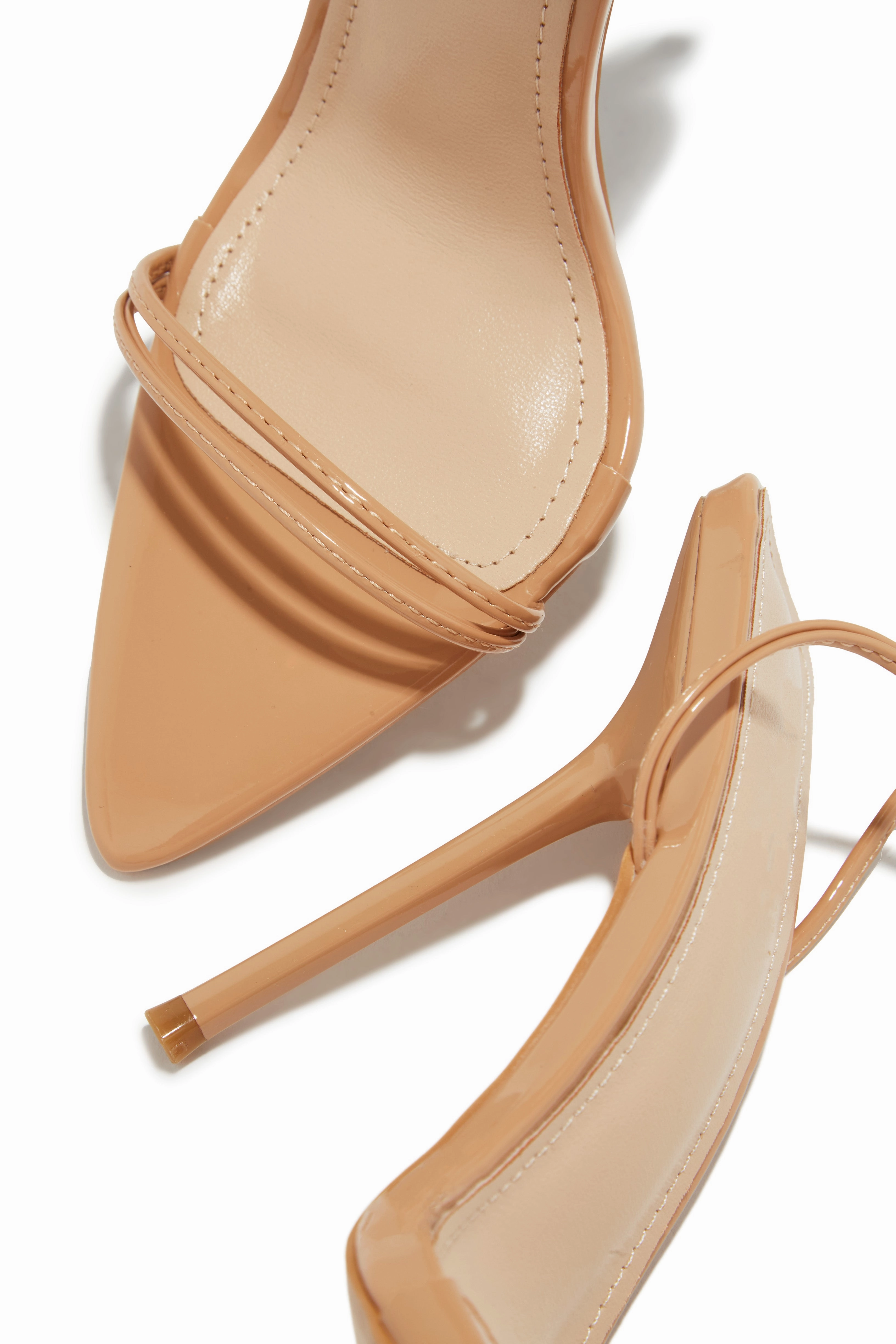Zemira Lace Up High Heels - Nude